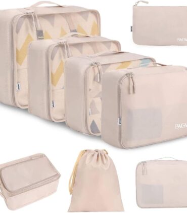 BAGAIL 8 Set Packing Cubes Luggage Packing Organizers for Travel Accessories-Cream