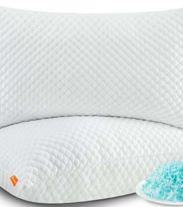 UYWO Cooling Pillows Queen Size Set of 2, Memory Foam Pillows with Zipper, Firm Bed Pillows Adjustable for Hot Side Back Stomach Sleepers