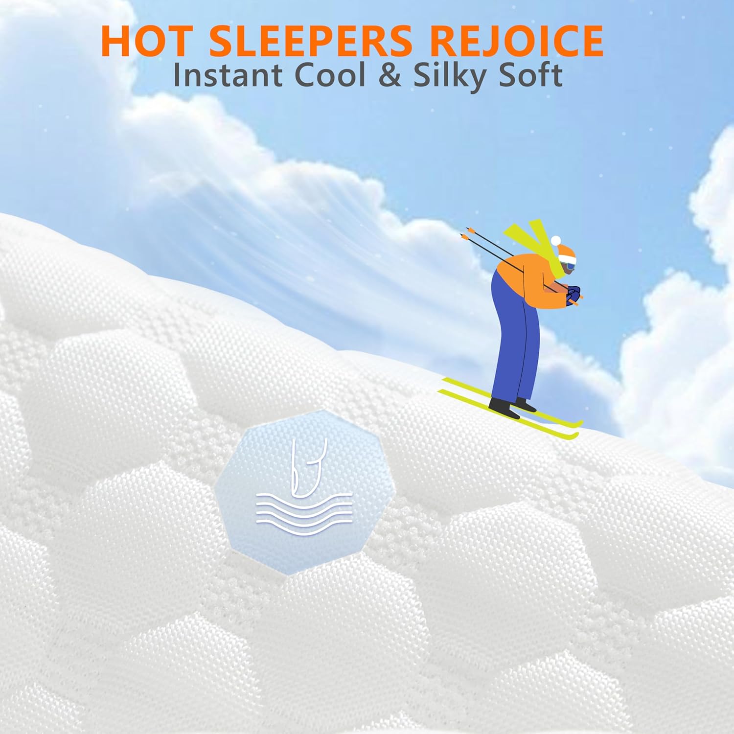 UYWO Cooling Pillows Queen Size Set of 2, Memory Foam Pillows with Zipper, Firm Bed Pillows Adjustable for Hot Side Back Stomach Sleepers - Image 5